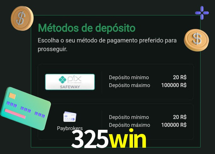 O cassino 325win oferece uma grande variedade de métodos de pagamento